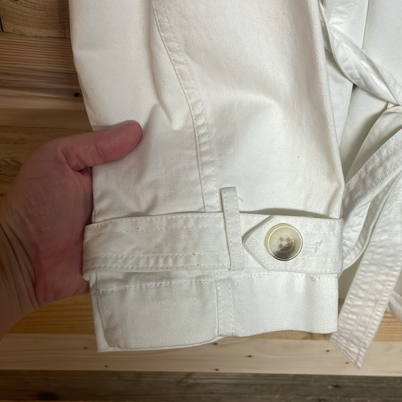 Sonoma size XL White Soft Denim Double-Breasted Trench Coat with Pockets - Picture 3 of 11